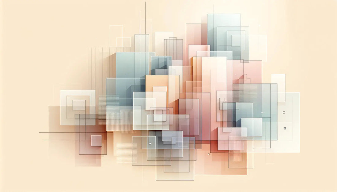minimal abstract shapes with soft lighting and cool pastel colors, modern calm mood